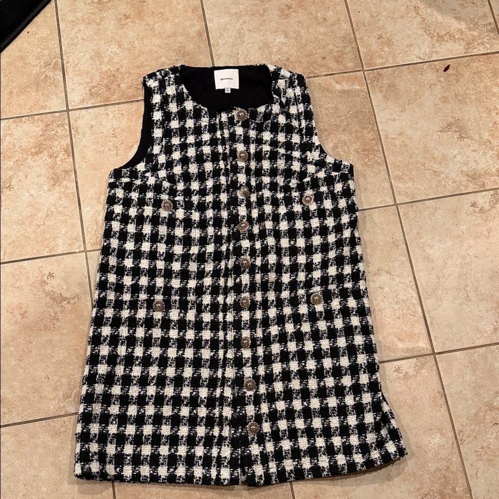 Reformation Black and White Checkered Midi Dress